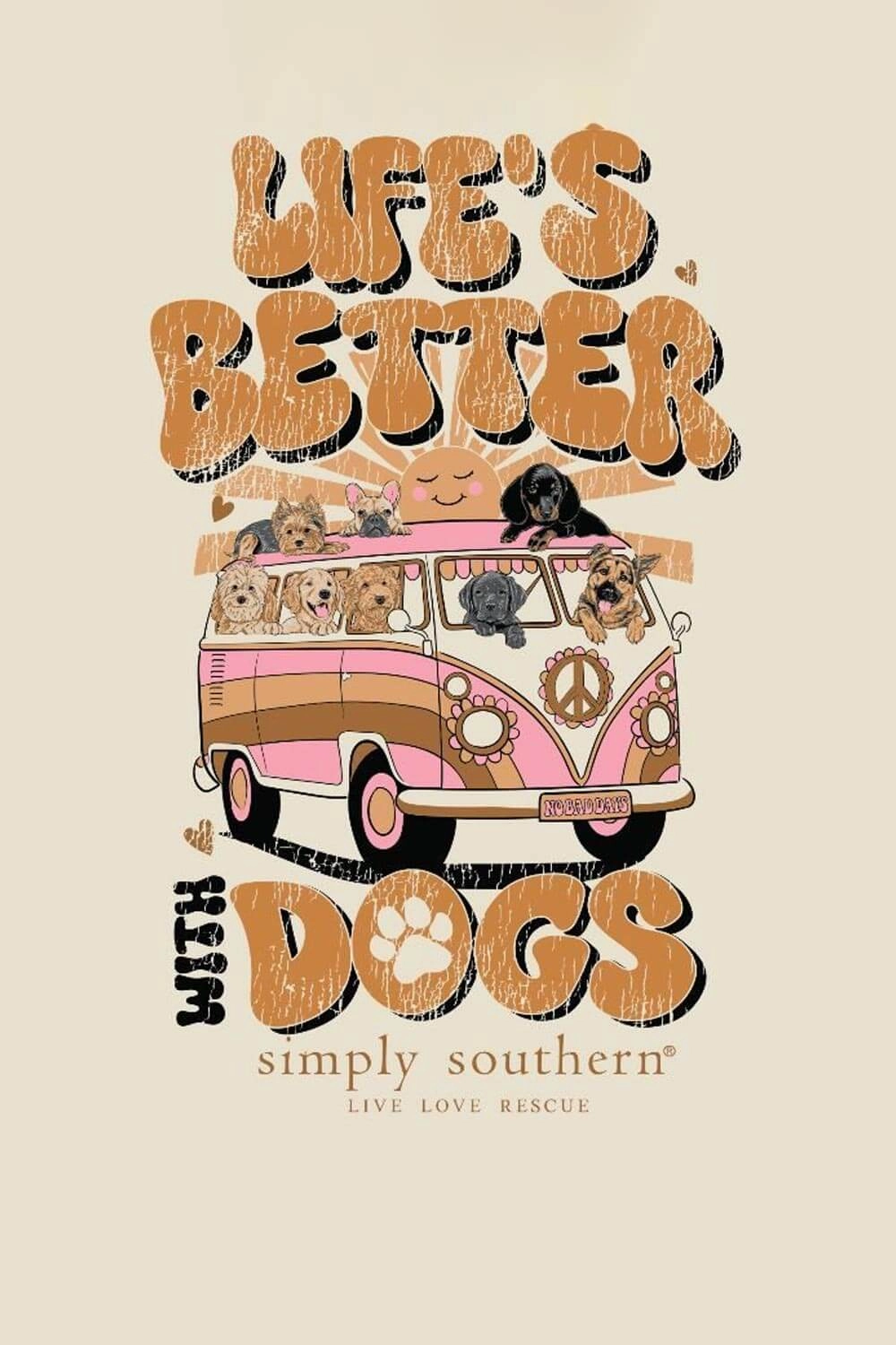 Simply Southern Life??s Better With Dogs T-Shirt for Women in Linen | SS-BETTERDOGS-LINEN Chill Mode Fit