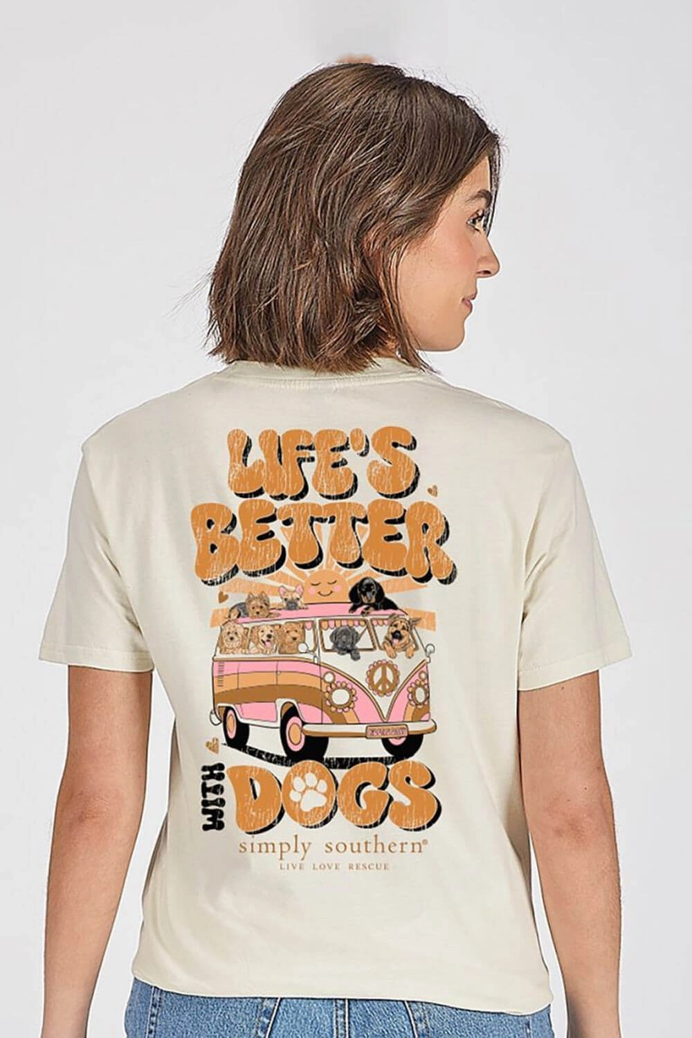 Simply Southern Life??s Better With Dogs T-Shirt for Women in Linen | SS-BETTERDOGS-LINEN Eco Friendly Material Flexible Comfort