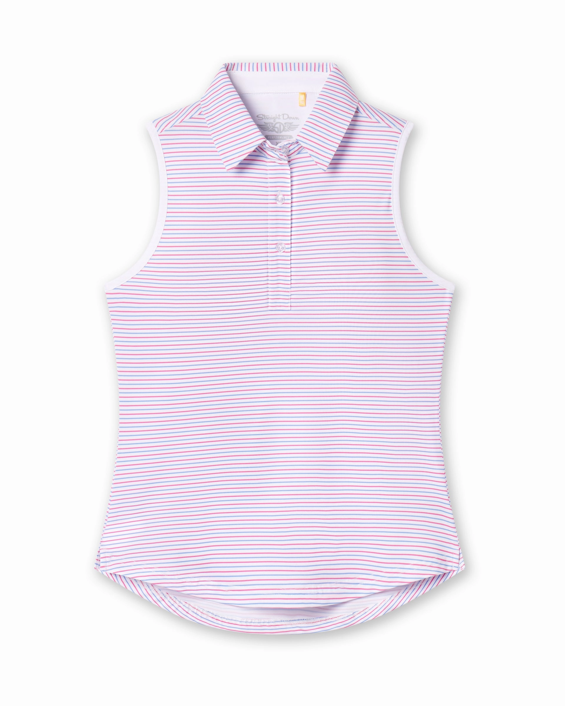 Durable Comfort Juno Stripe Sleeveless Polo - Dragonfruit