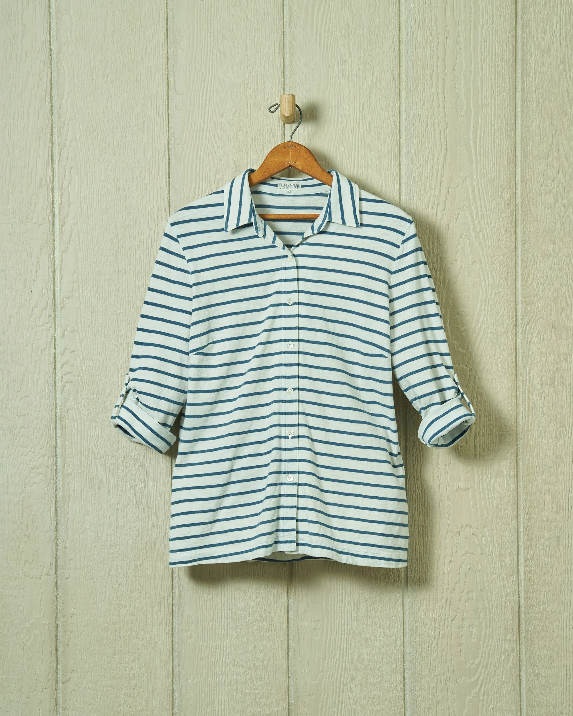 Avalon Indigo Knit Top in White/Navy Stripe Breathable mesh lining