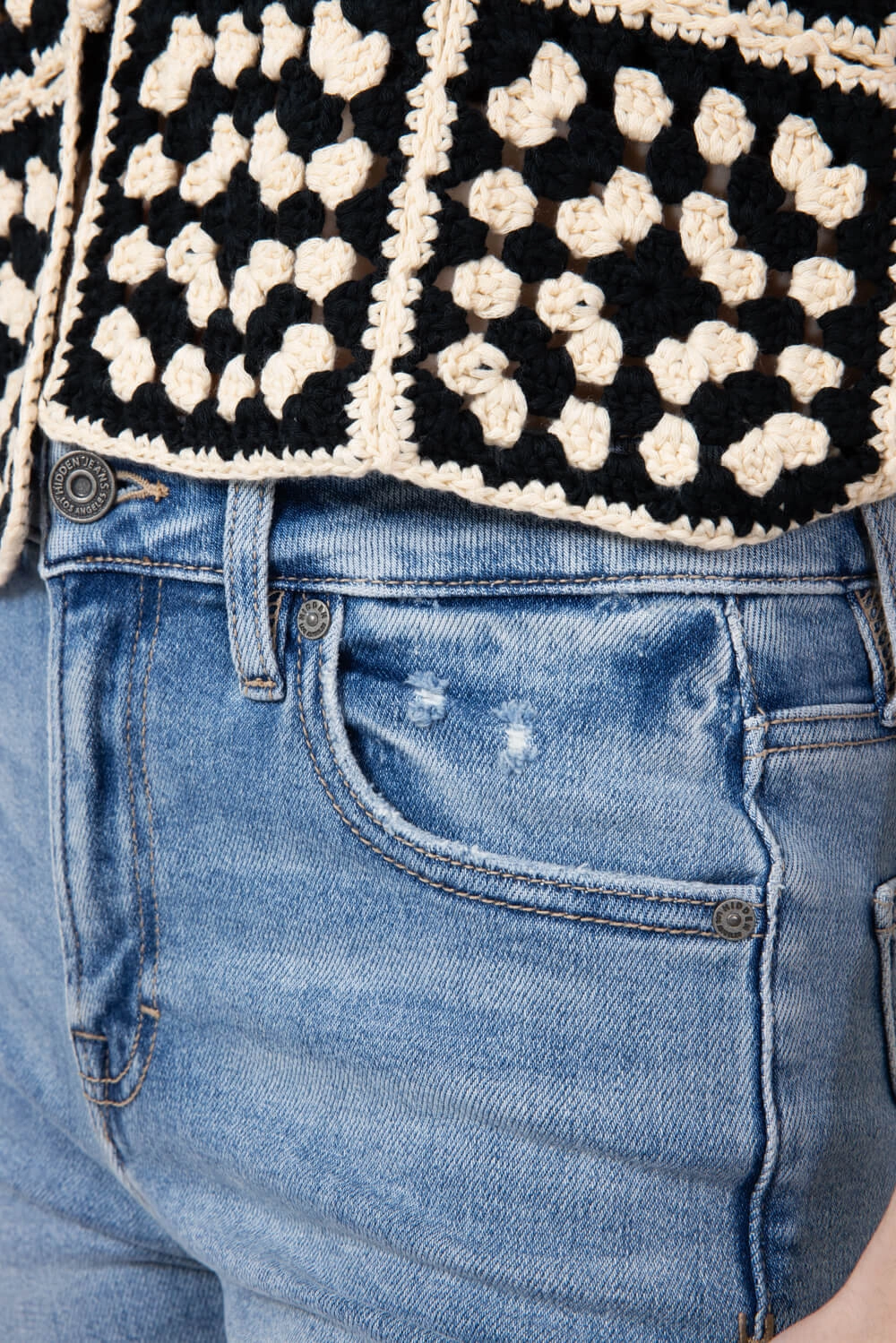 Premium Denim Hidden Happi High Rise Crop Flare Jeans for Women | HD3221C-ML