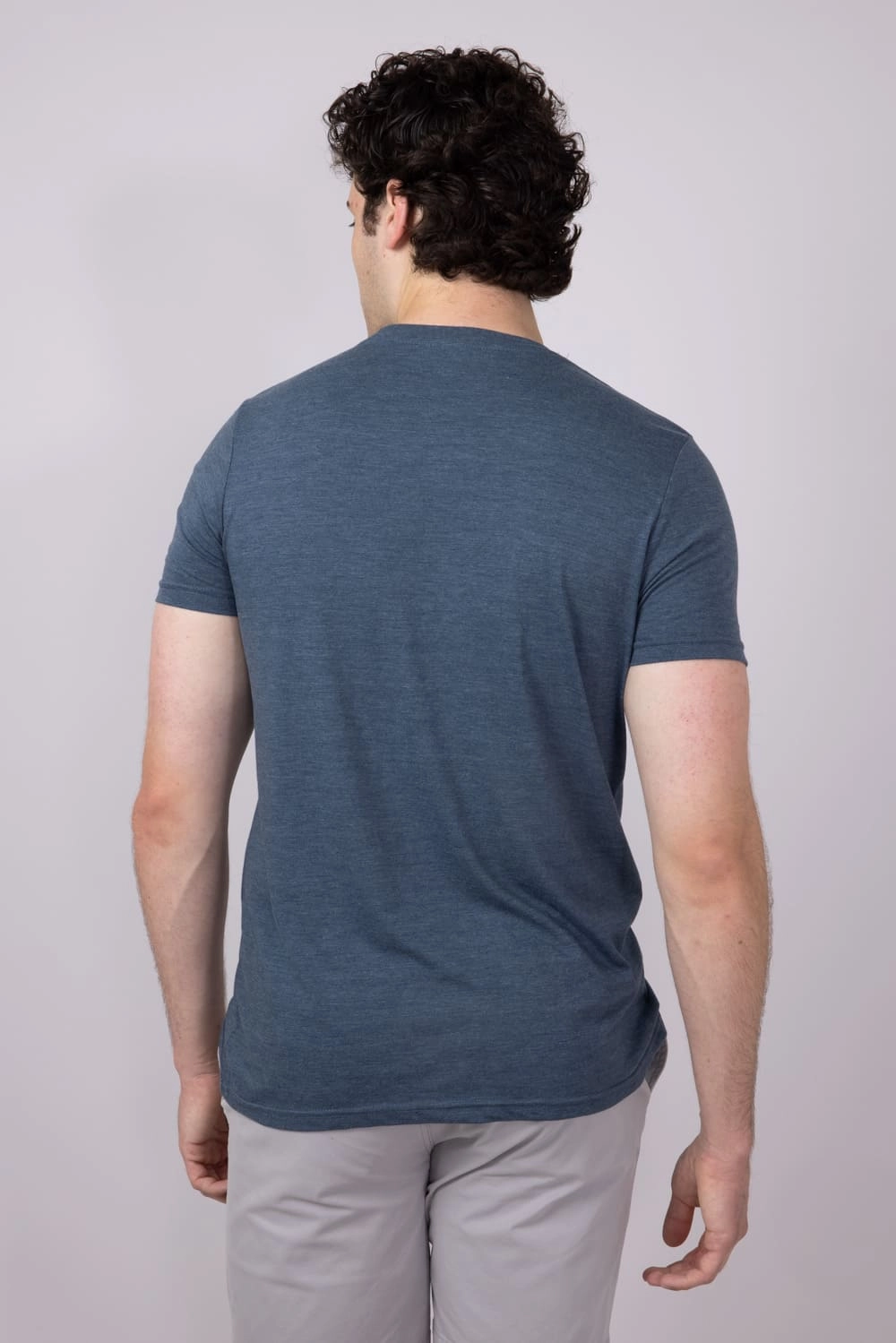Sleek Layers Fur combination Basic Crewneck T-Shirt for Men in Indigo Blue | 3750-INDIGO