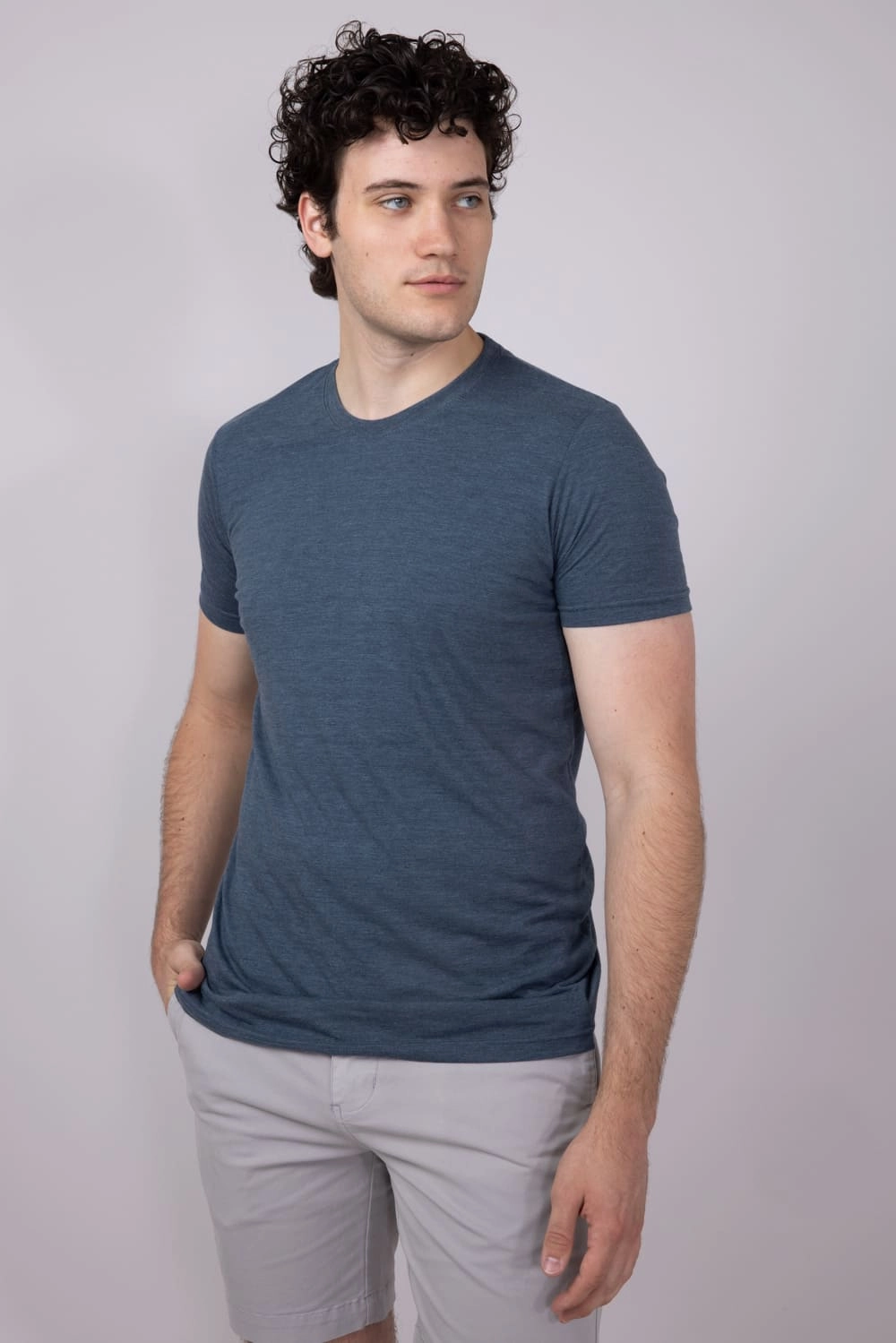 Chill Vibe Basic Crewneck T-Shirt for Men in Indigo Blue | 3750-INDIGO