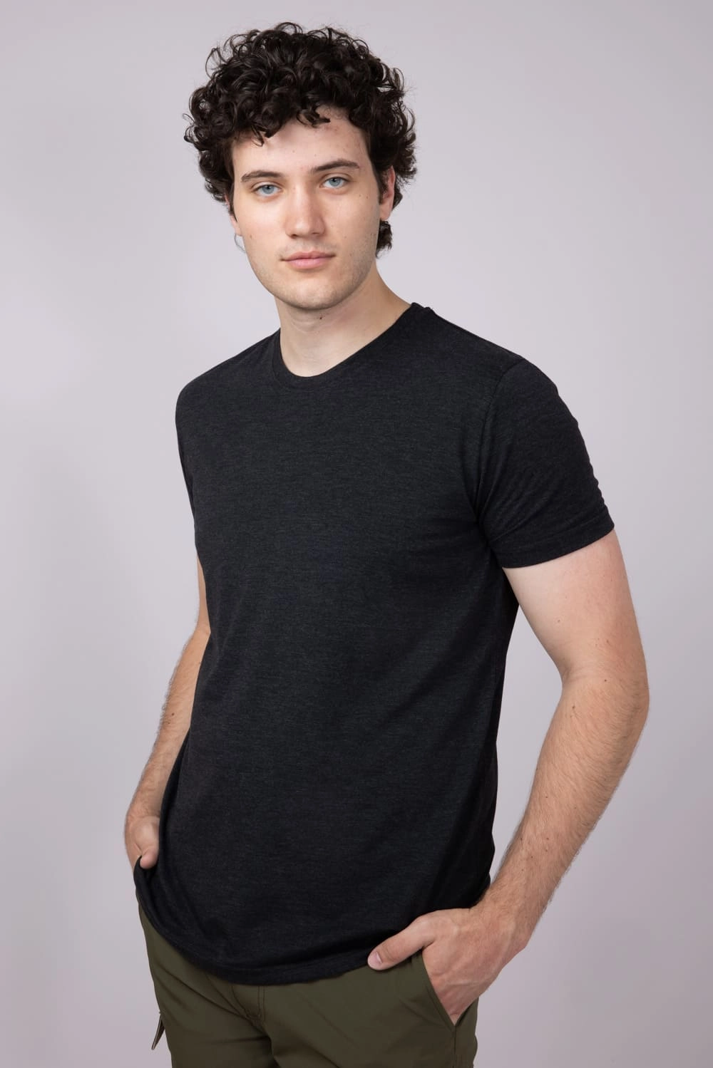 Basic Crewneck Tee for Men in Black | 3750-BLACK Perfect for Vacation Non Restrictive Fit