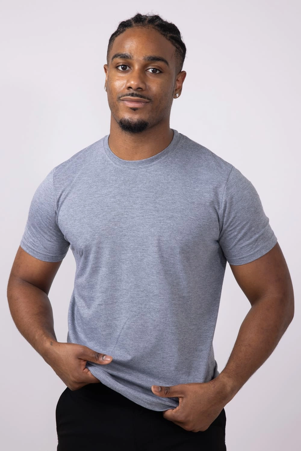 All Day Comfort Lightweight Look Basic Crewneck Tee for Men in Grey | 3750-HGRAY