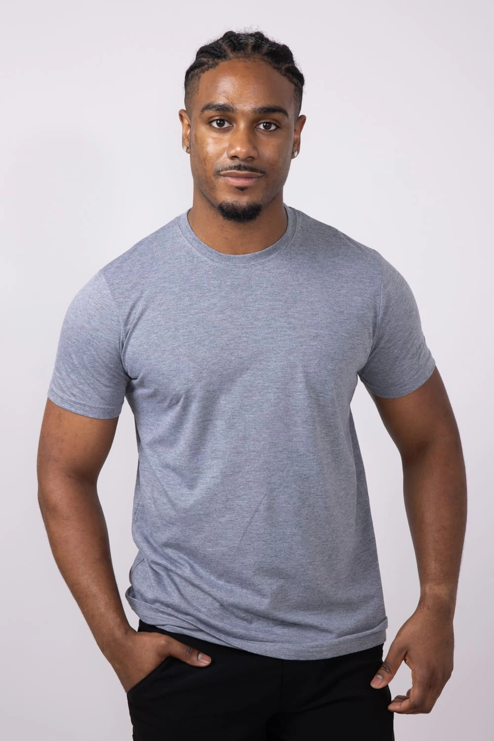 Basic Crewneck Tee for Men in Grey | 3750-HGRAY Trendy Comfort Wear