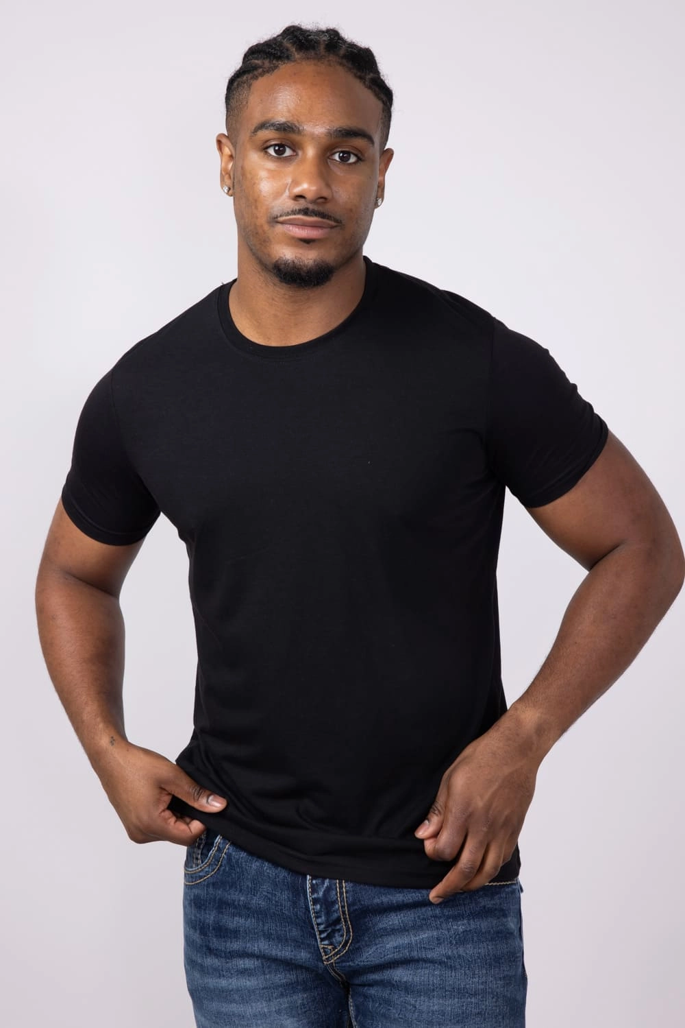 Basic Crewneck Tee for Men in True Black | 3750-TRUEBLACK sports activity Modern and Soft