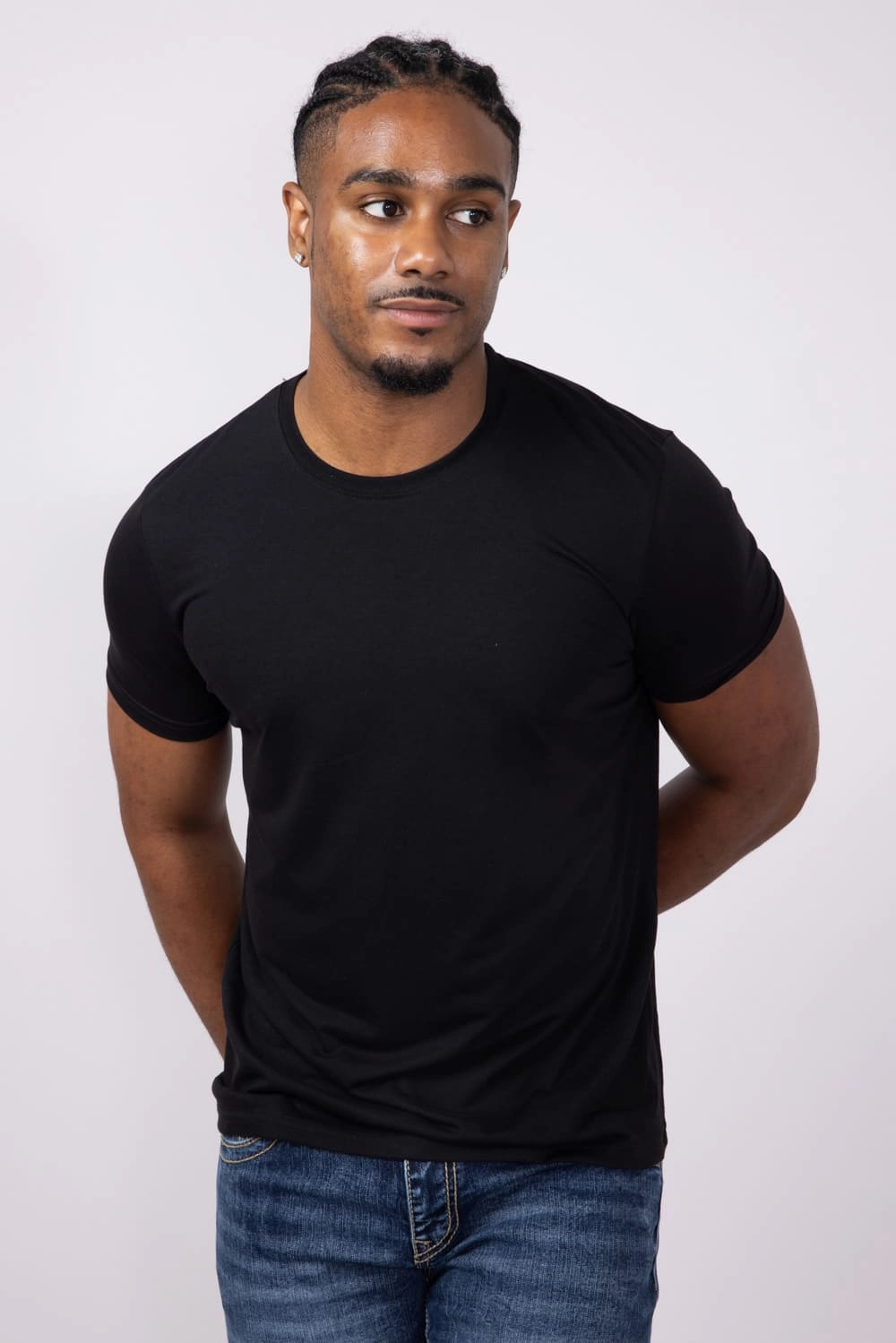 Basic Crewneck Tee for Men in True Black | 3750-TRUEBLACK Comfy Layer