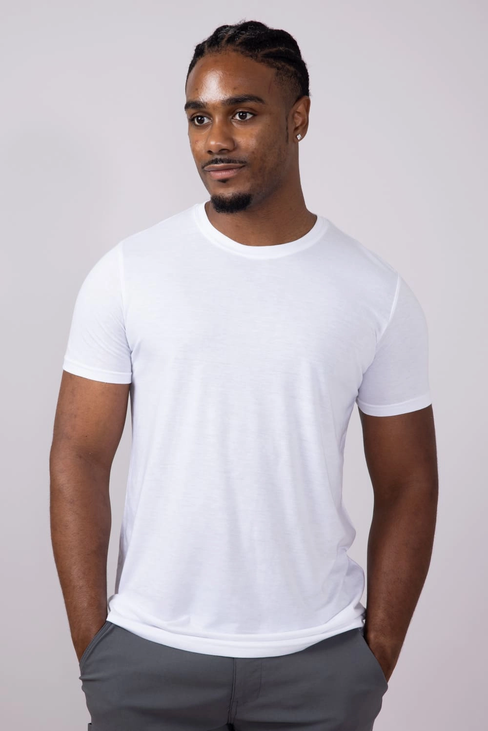Basic Crewneck Tee for Men in White | 3750-TRUEWHITE Playful Design Stretchable