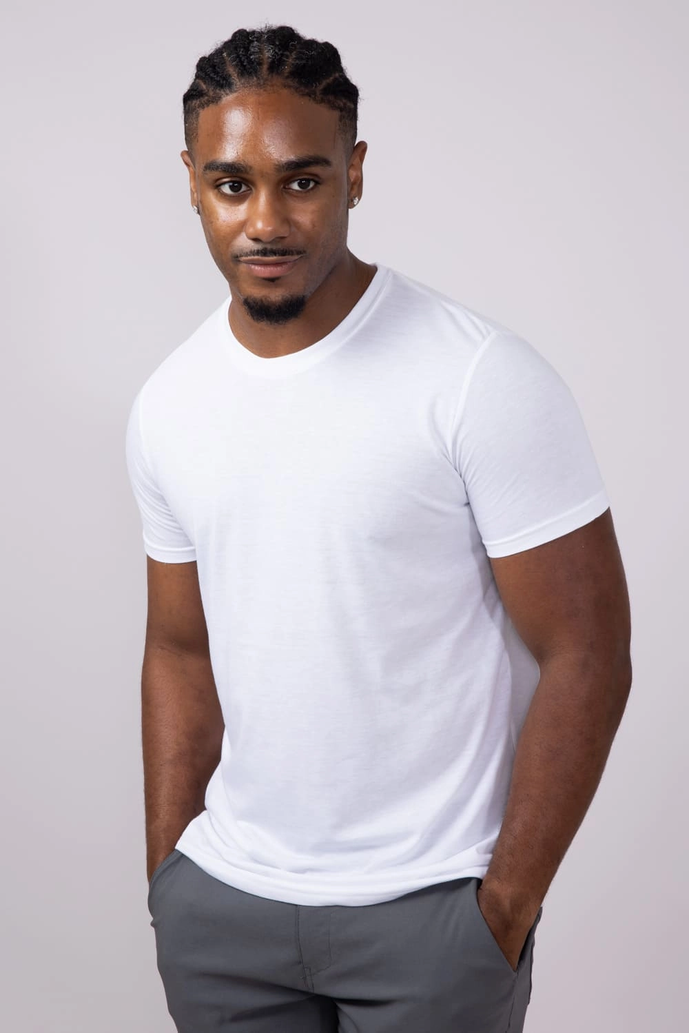 Comfort Flex Seasonal Wear Basic Crewneck Tee for Men in White | 3750-TRUEWHITE