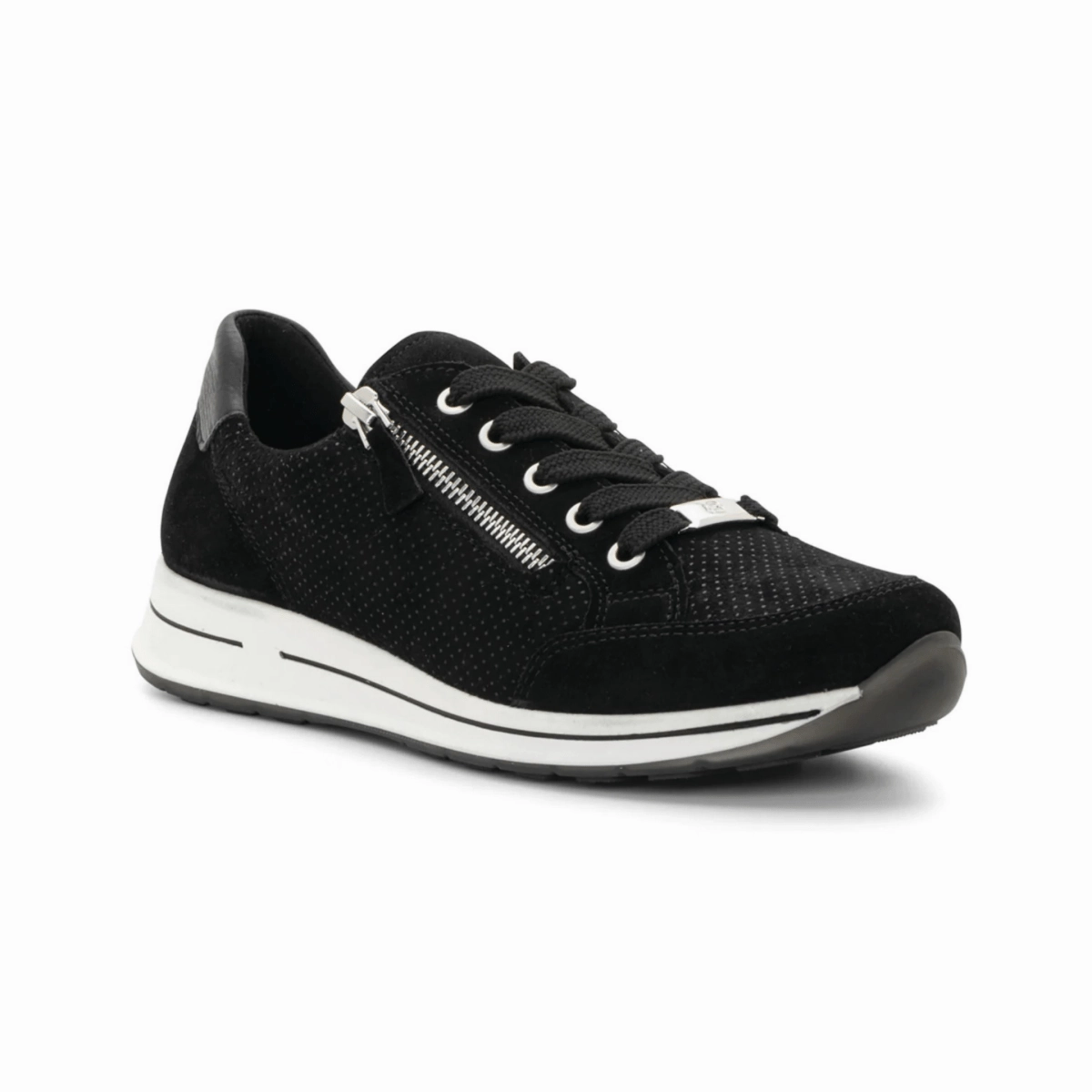 Reliable Traction Ara Women's Oleanna Black Puntikid Suede