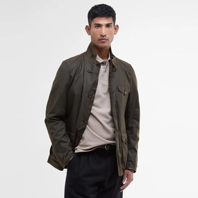 Beacon Sports Waxed Jacket (Olive) Magnetic Closure Option SoftshellTexture