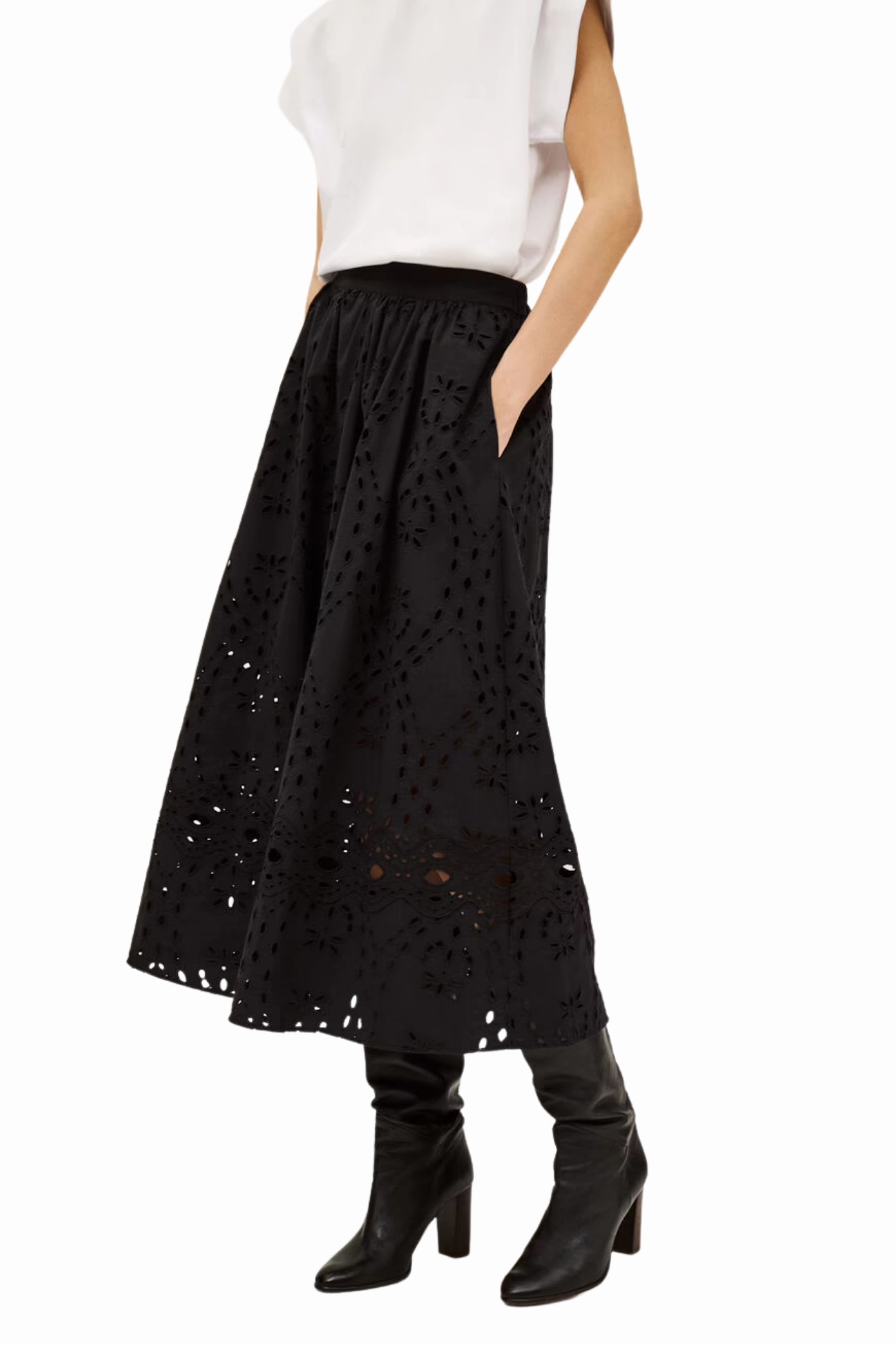 Non see through Satin feel Bela Skirt in Noir