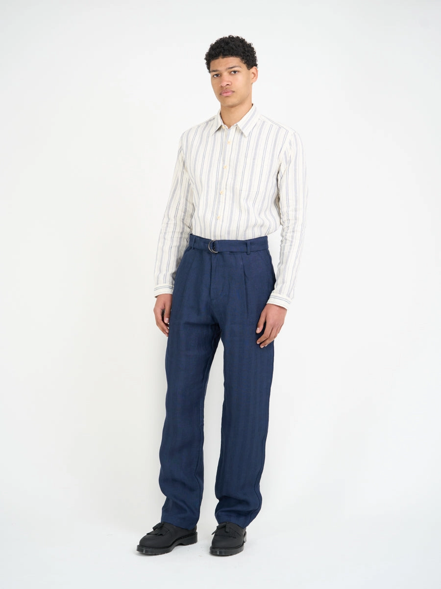 Belted Trousers Arnold Navy LightweightInsulation Slim Shape