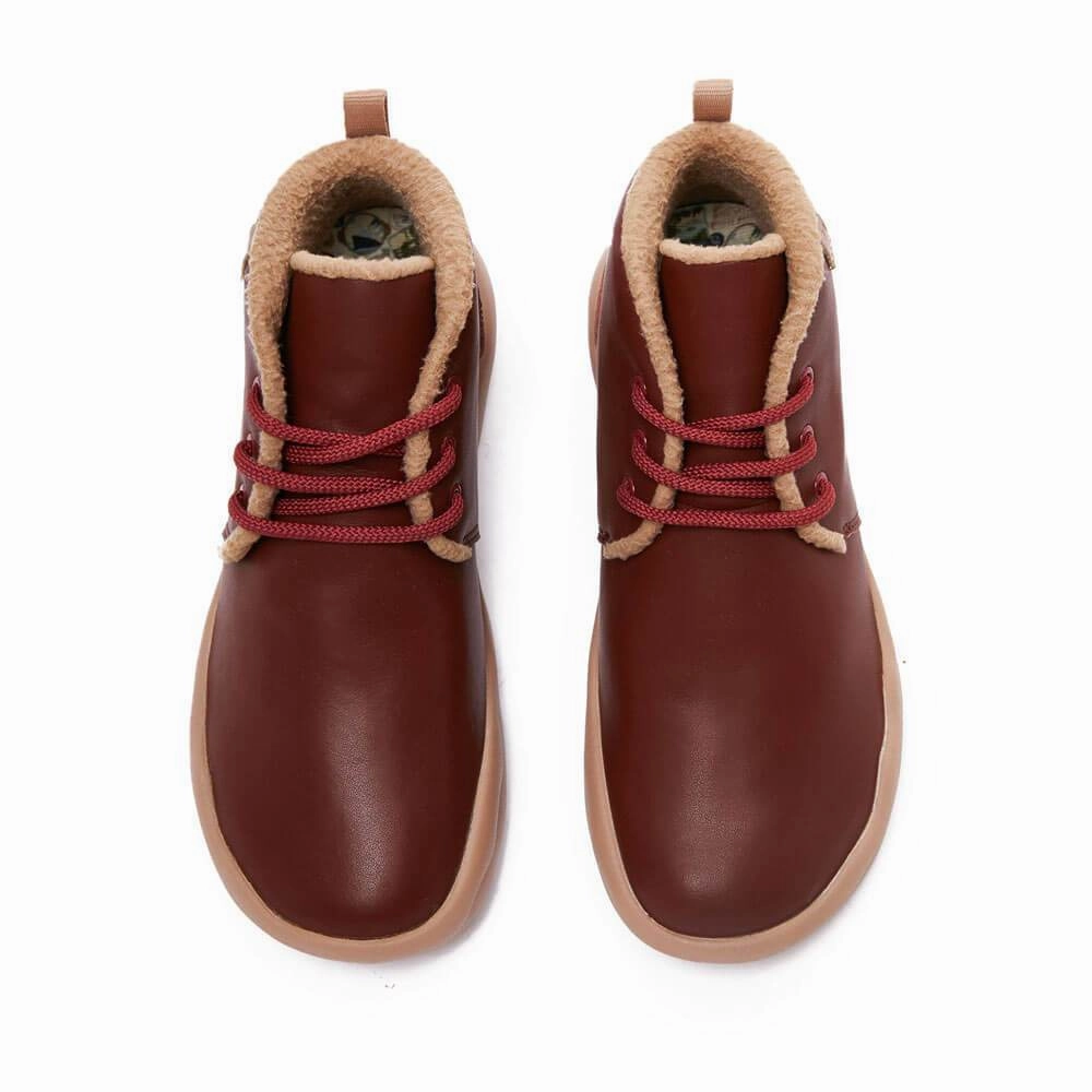 Bilbao Burgundy Split Leather Lace-up Boots Men Smooth Fit removable insoles Casual Wear