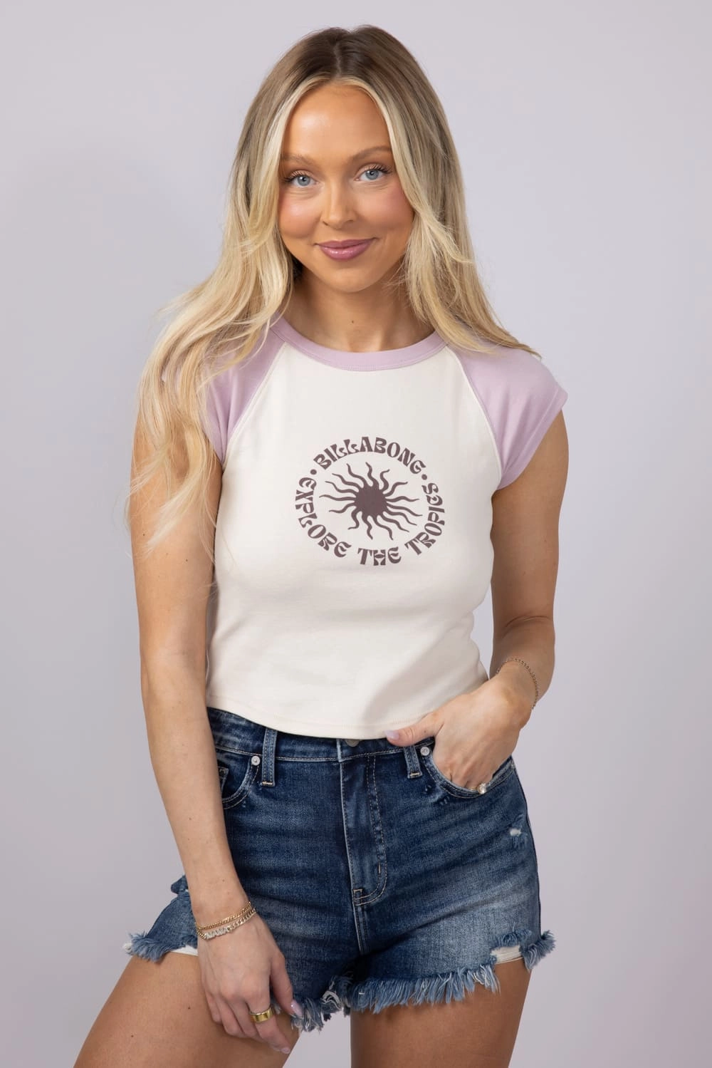 Casual Comfort Layer Billabong Paradise Raglan Knit T-Shirt for Women in Cream | 24B012502-HZE