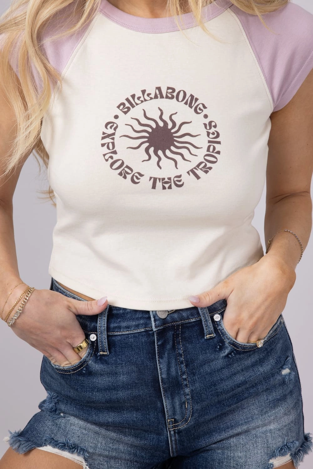 Billabong Paradise Raglan Knit T-Shirt for Women in Cream | 24B012502-HZE Anti Pilling Fabric