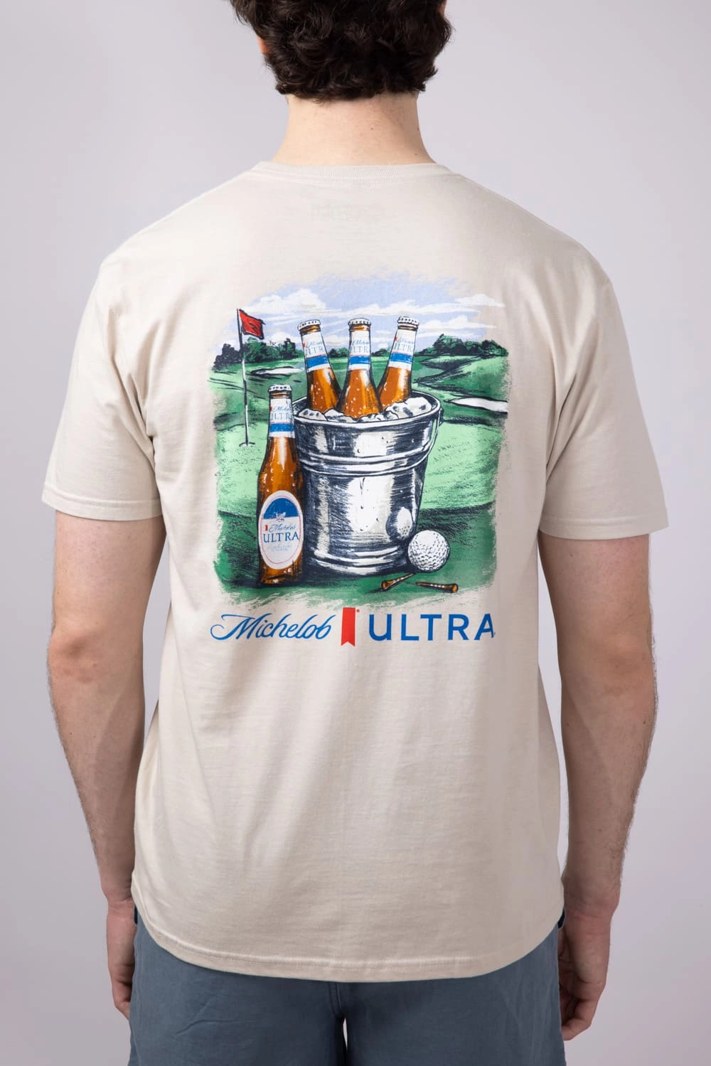Michelob Ultra Golf T-Shirt for Men in Sand | 2332-SAND Low carbon footprint Modern innovation
