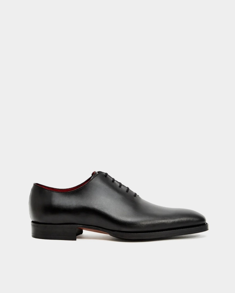 Black Wholecut Oxford Dress Shoe with Rubber Half Soles Luxe Detail Corporate Staff