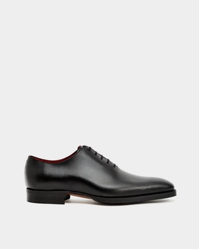 Black Wholecut Oxford Dress Shoe with Rubber Half Soles Luxe Detail Corporate Staff
