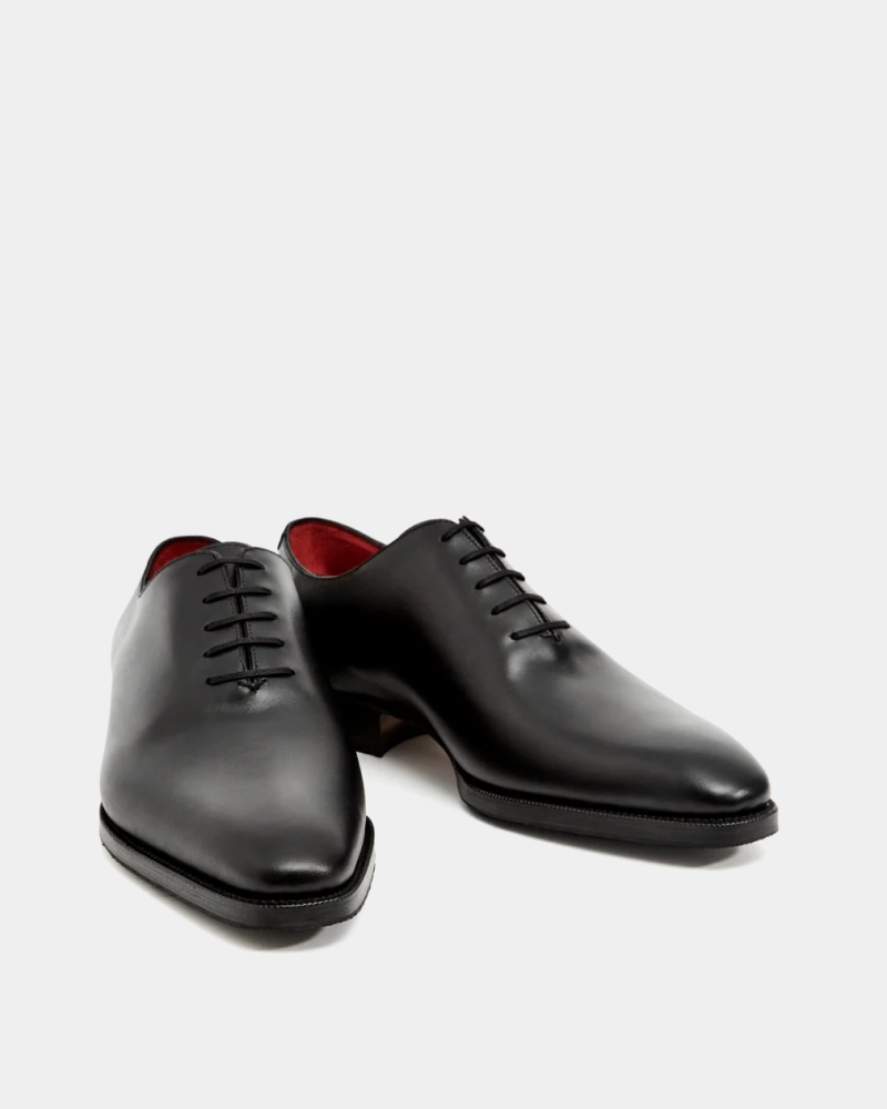 Black Wholecut Oxford Dress Shoe with Rubber Half Soles Leather Class