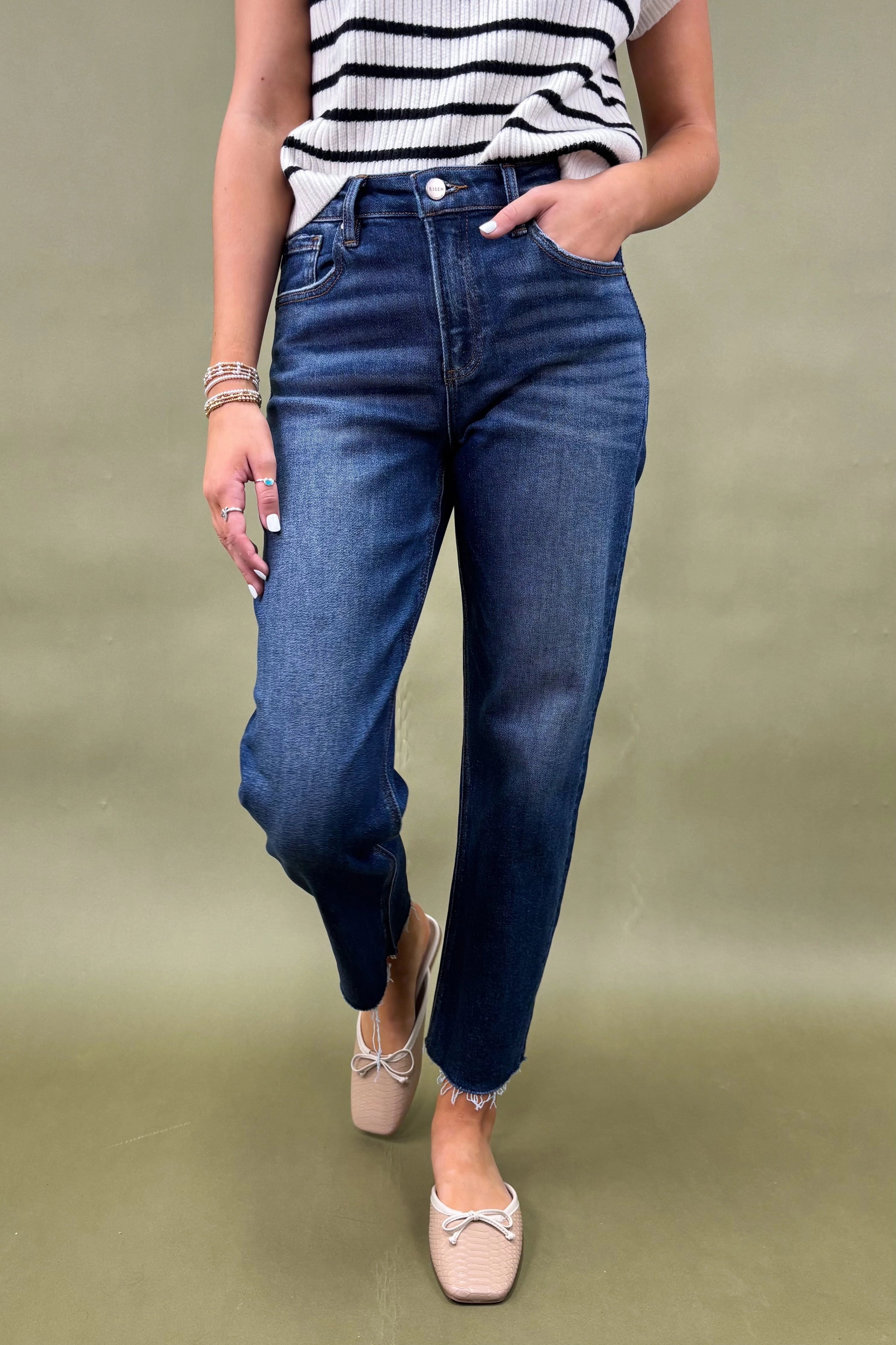 Snag Proof Fabric The Shirley High Rise Slim Barrel Risen Jean