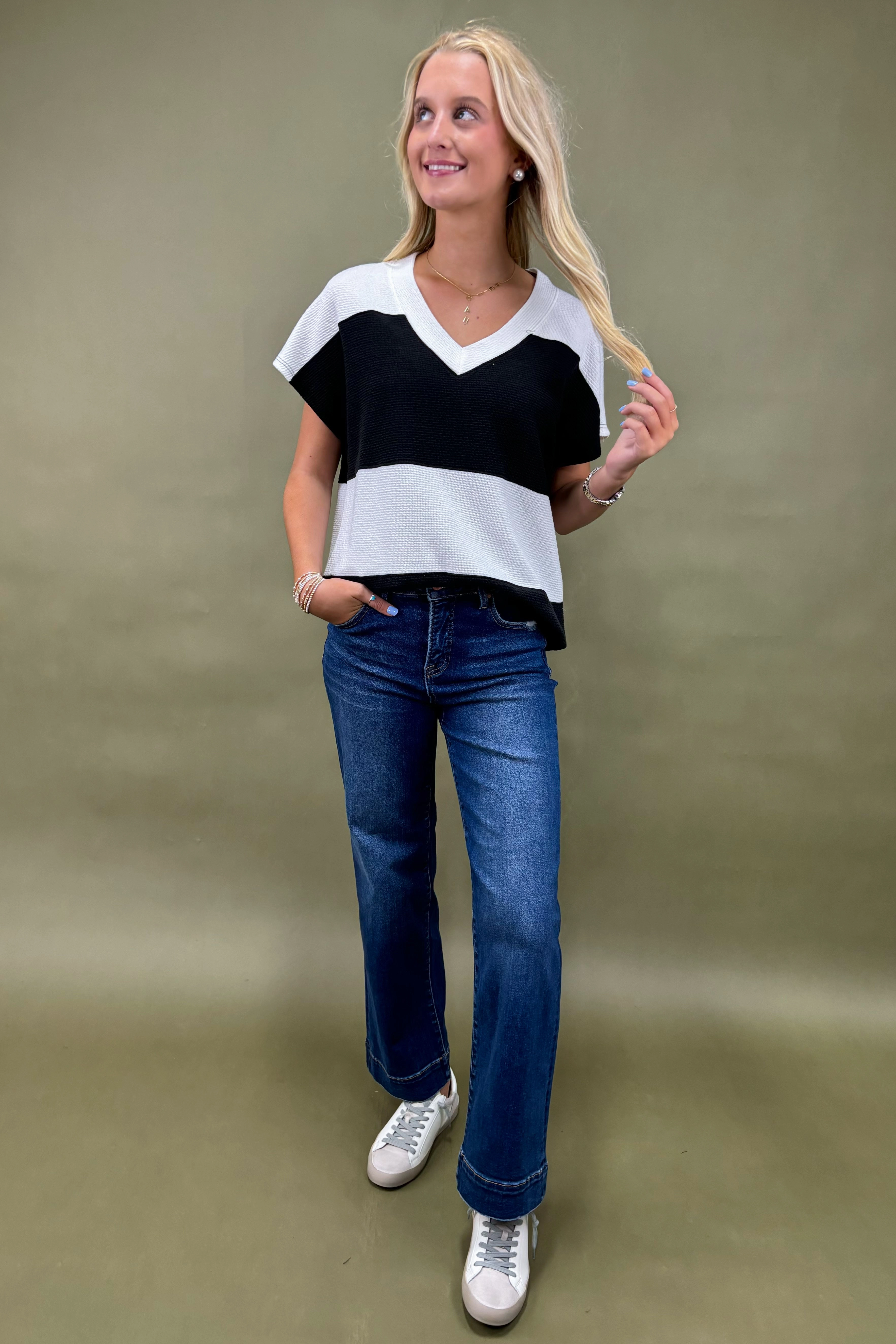 Bold & Balanced V-Neck Top *More Colors* Casual Jacket