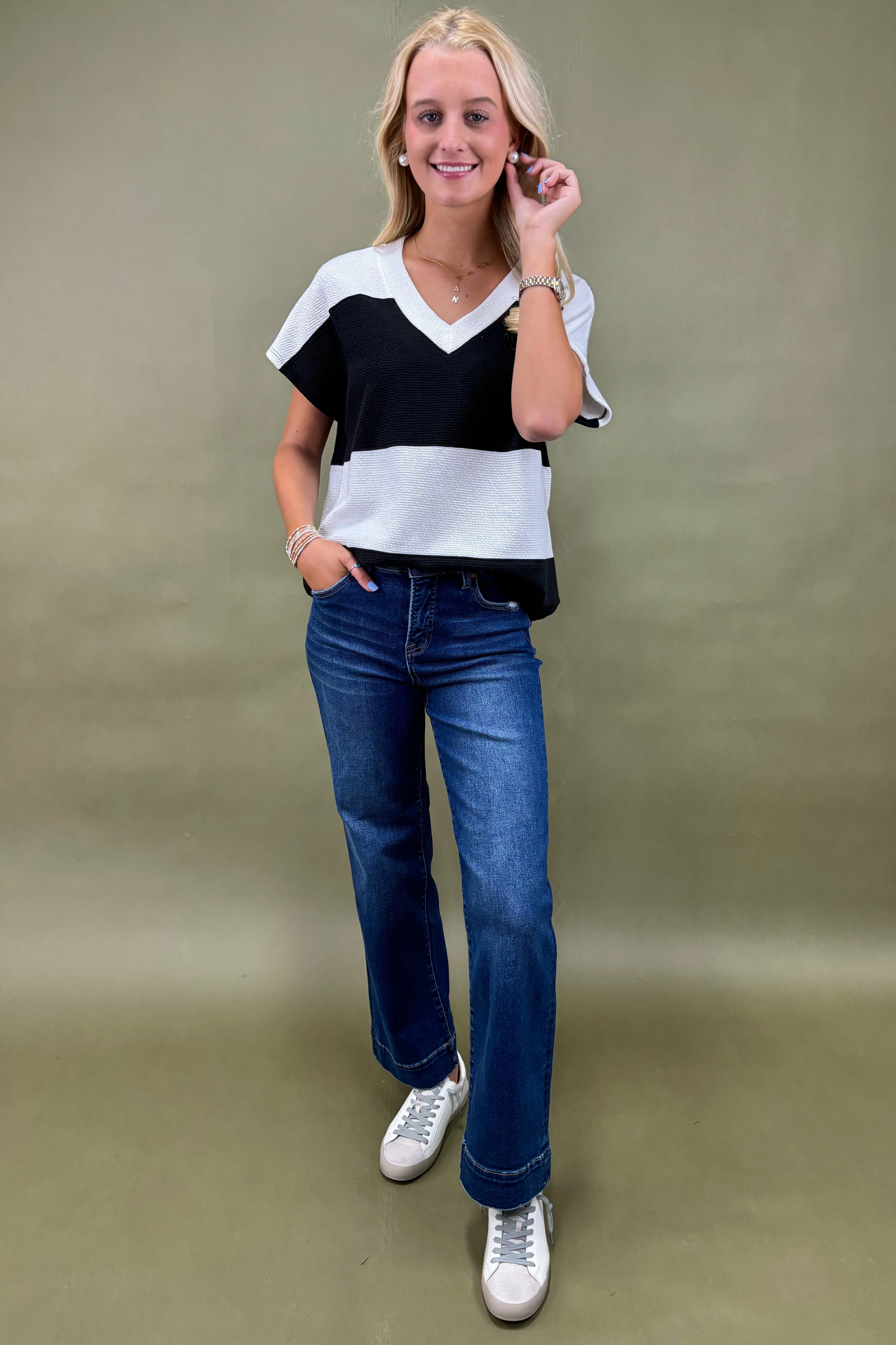 Eco Friendly Dye Process Ultraviolet Protection Finish Bold & Balanced V-Neck Top *More Colors*