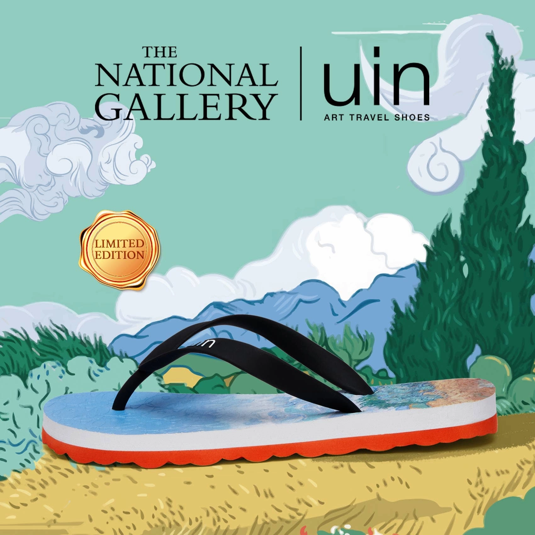 Every Fit Non Slip Outsole Van Gogh Wheatfield with Cypresses Blanes Women