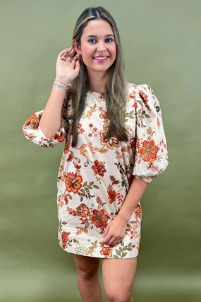 Comfy Detail Comfortable and Chic Pumpkin Patch Cutie Floral Mini Dress