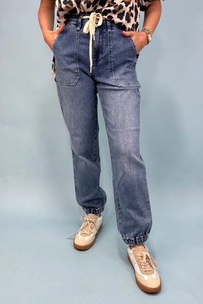 The Brinley Denim Joggers Hypoallergenic fabric