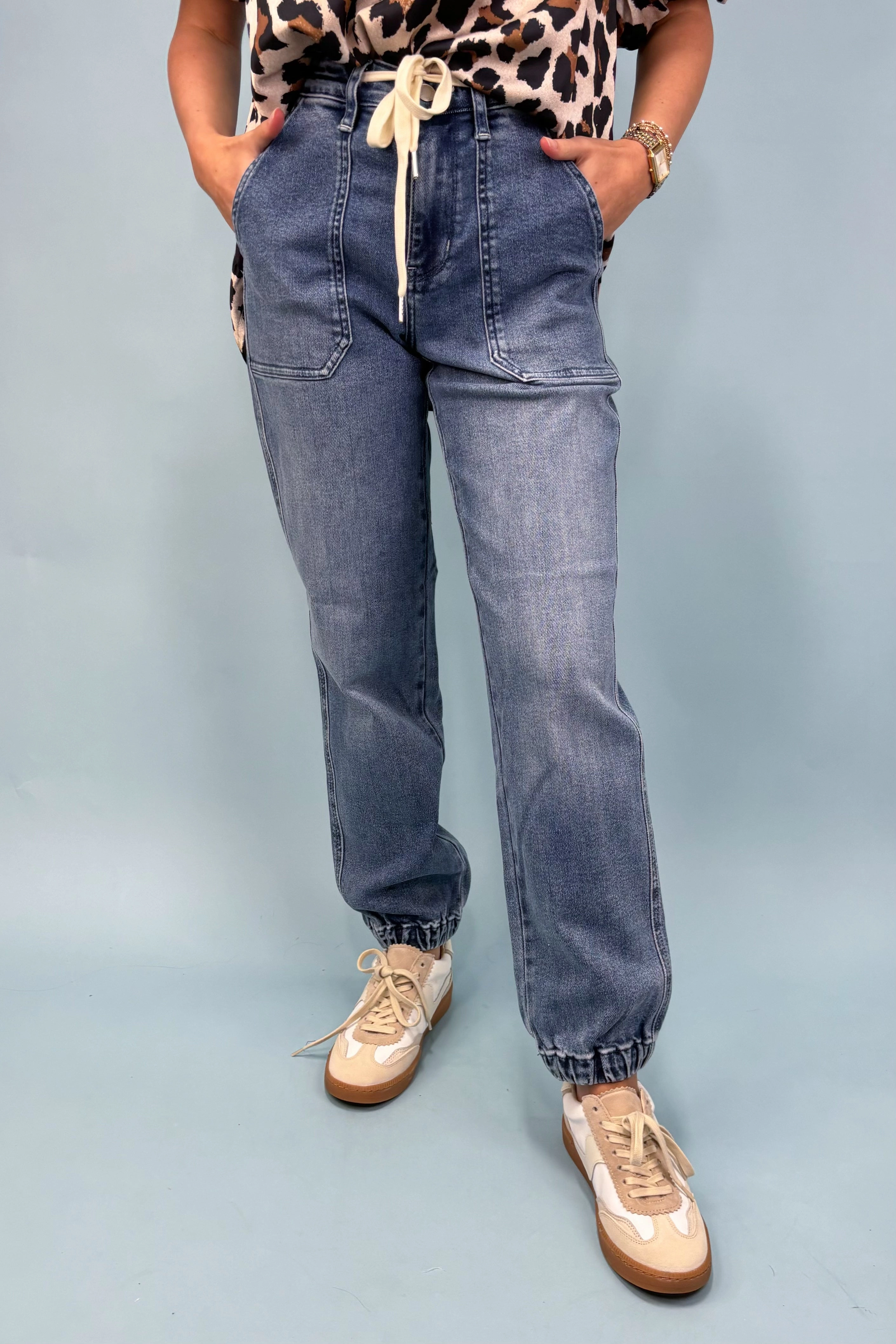 The Brinley Denim Joggers Hypoallergenic fabric