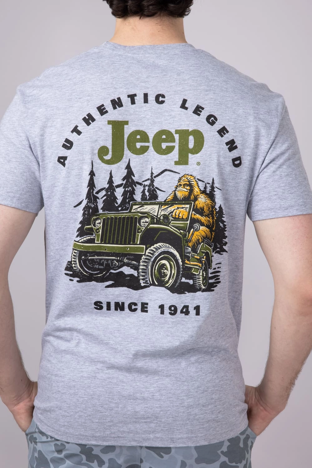 Fashion Layering Fashionable Layer Jeep Sasquatch T-Shirt for Men in Grey | 2369-GREY