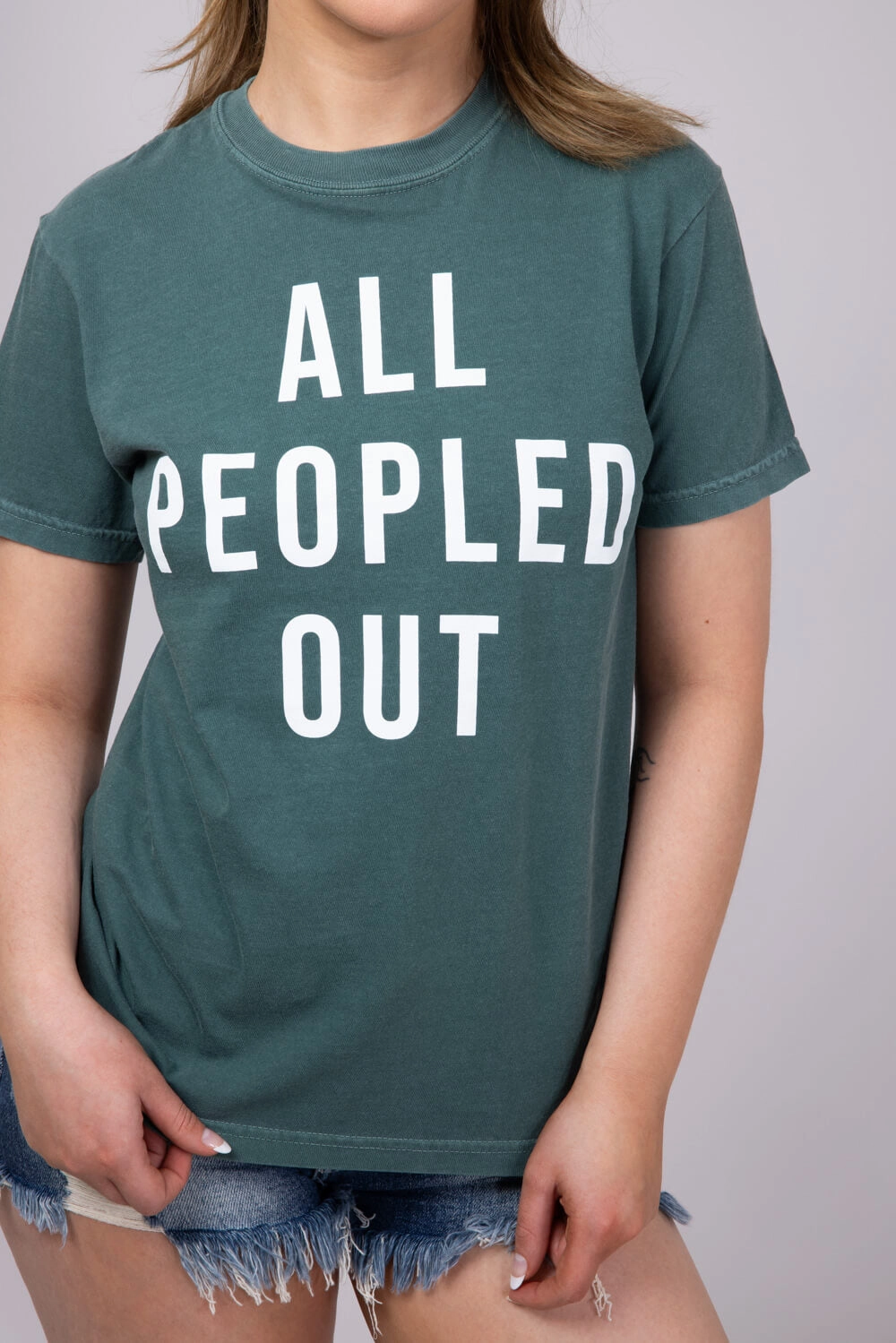 yoga clothing All Peopled Out T-Shirt for Women in Green | TEE-PEOPLE-FOREST