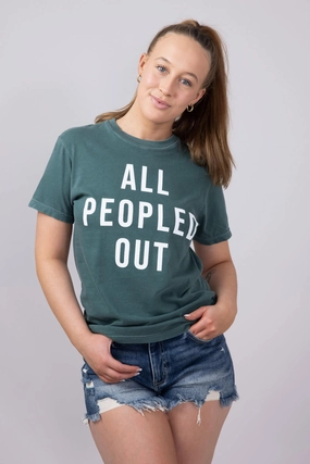 All Peopled Out T-Shirt for Women in Green | TEE-PEOPLE-FOREST NonIronTechnology Cross Grain Knit