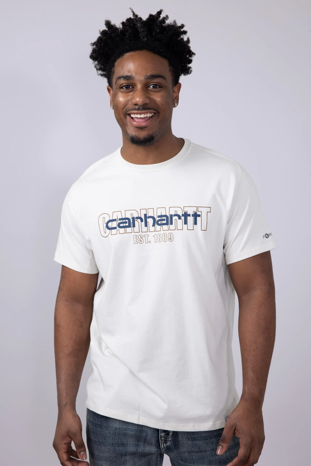 Chic Vibes Carhartt Force Relaxed Fit Midweight Logo T-Shirt for Men in Malt | 106653-W03-MALT