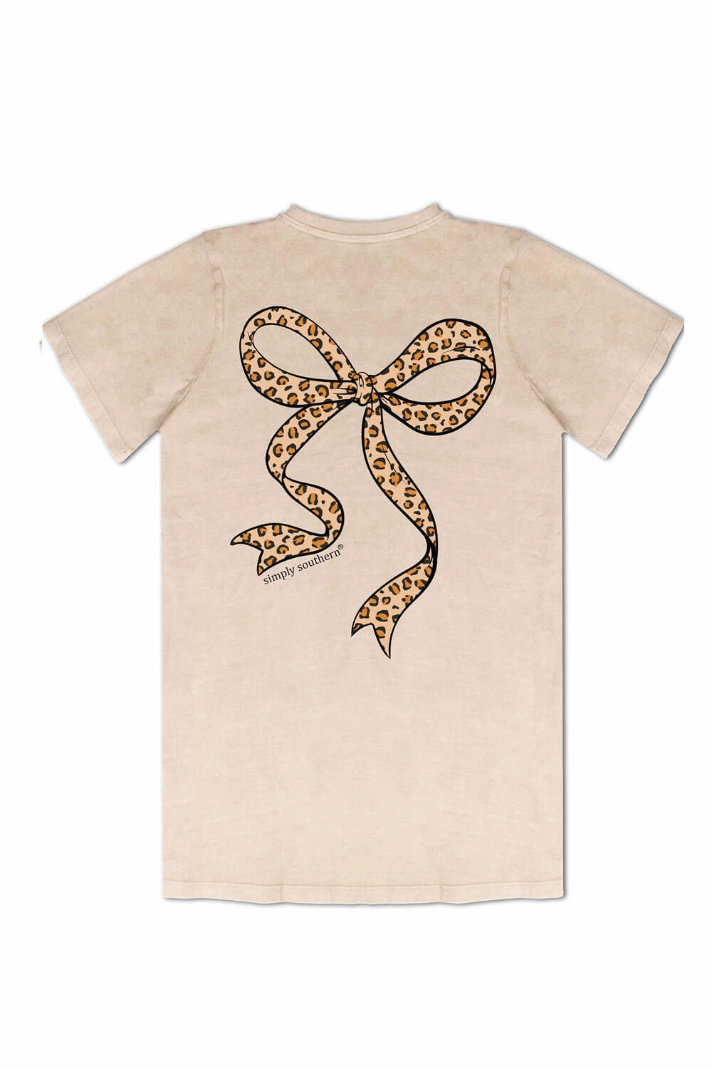 Casual Design Fit Simply Southern Plus Size Leopard Bow T-Shirt for Women in Washed Ecru | EXT-SS-LEOBOW-WSHECRU
