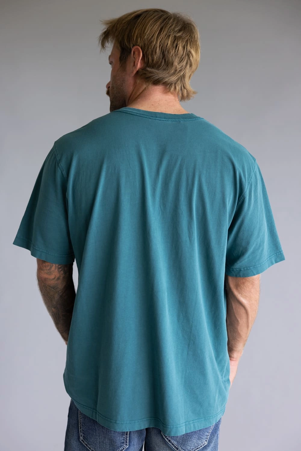Carhartt Garment Dye Pocket T-Shirt for Men in Green Blue | 106252-GM1 DoubleStitched Seams