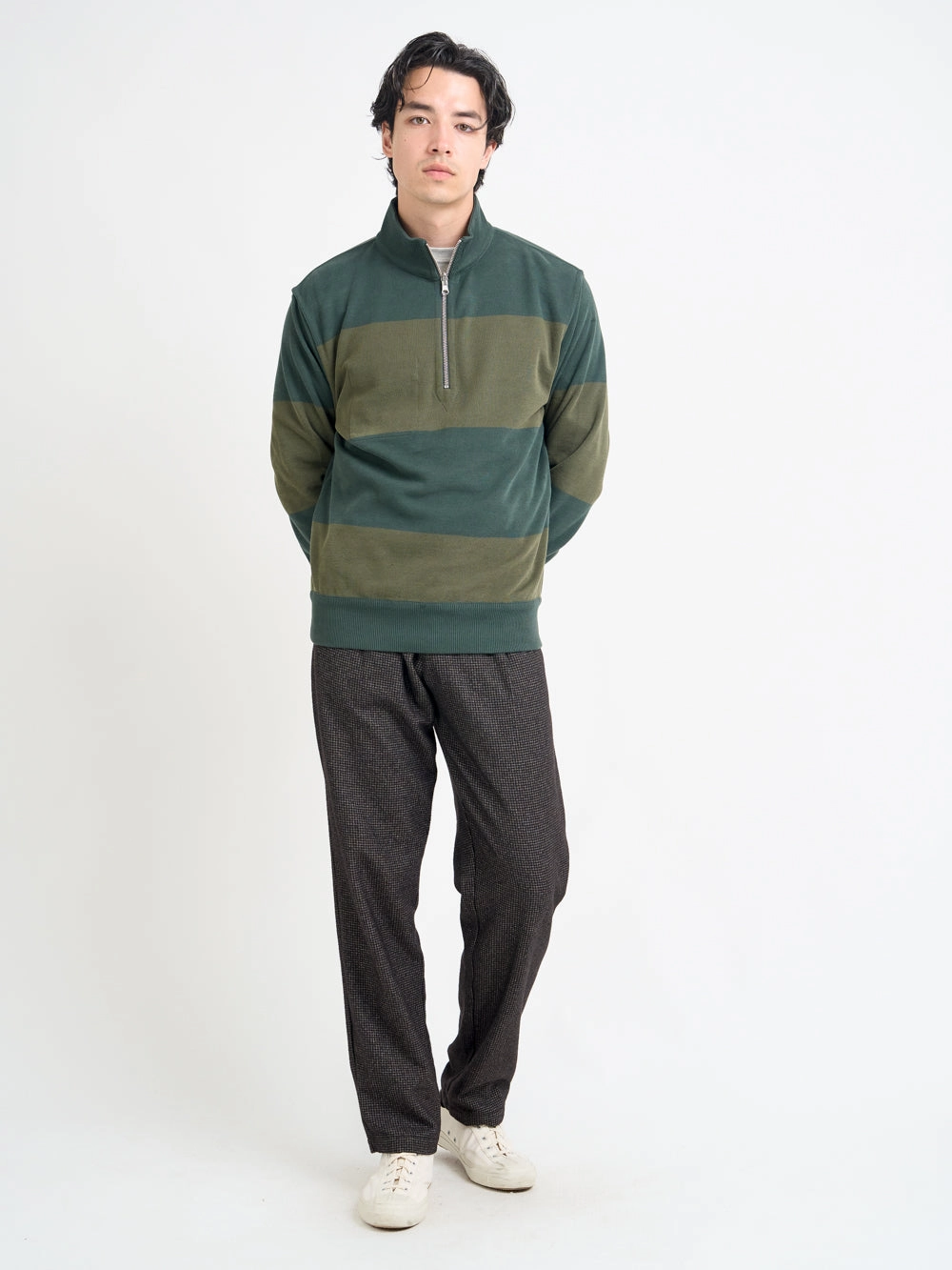 Reversible Half Zip Sweatshirt Latimer Green/Moss Green Layered