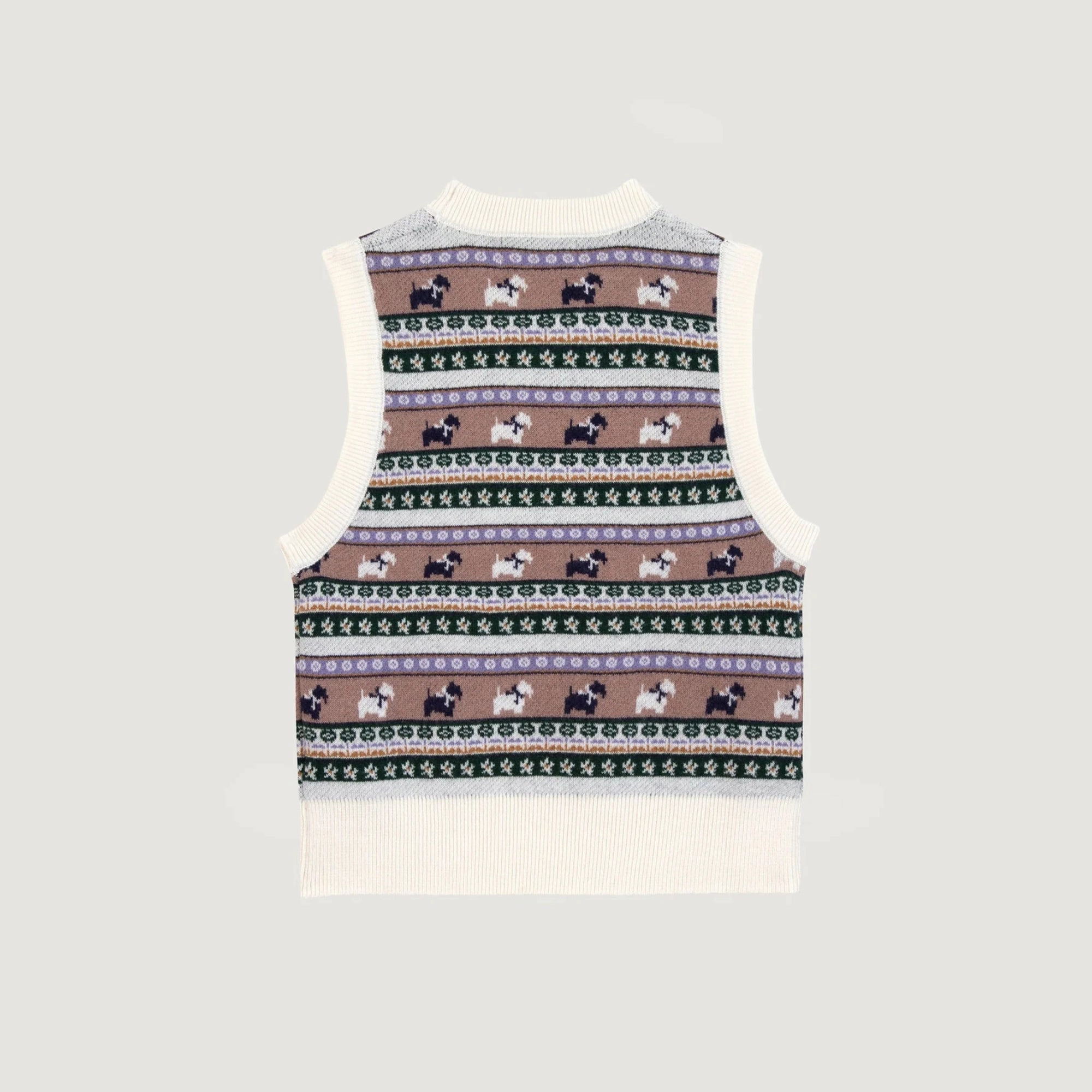 "Jacquard Chiens" Lafay Wool Sweater (Multico Jacquard) Tencel Blend Material Compact Weave