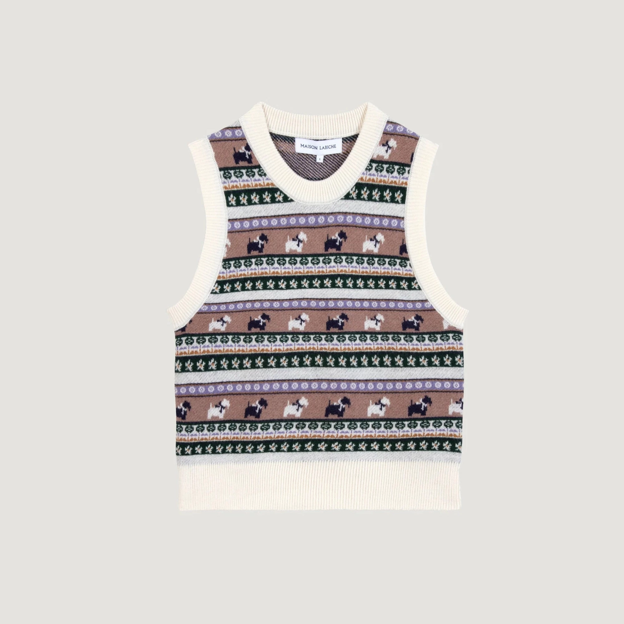 Timeless Pick Interlock Weave "Jacquard Chiens" Lafay Wool Sweater (Multico Jacquard)