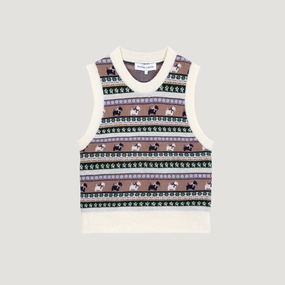 Timeless Pick Interlock Weave "Jacquard Chiens" Lafay Wool Sweater (Multico Jacquard)