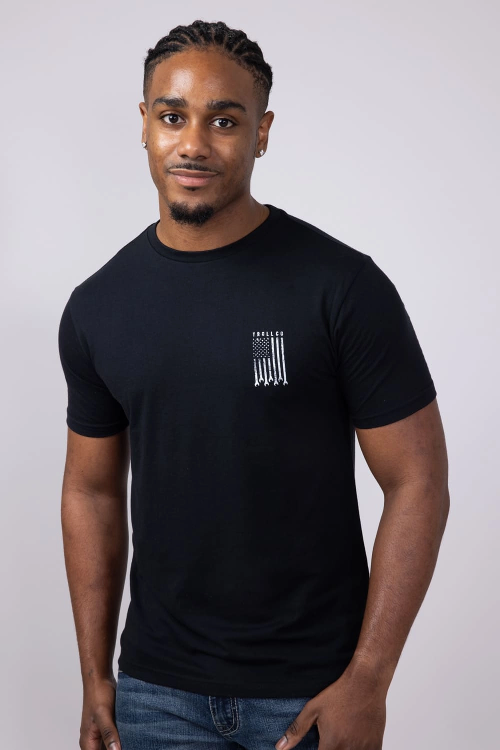 Microfiber Blend warm weather Troll Co Dirty Hands Clean Money Flagship T-Shirt for Men in Black | TC2350-BLACK