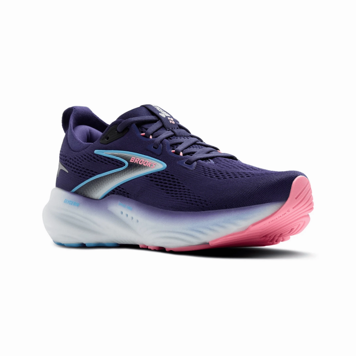 Brooks Women's Glycerine 22 Blue Ribbon/Peacoat/Dianthus RegularFit Simple Aesthetic