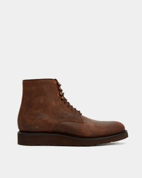 Street Style Brown Waxed Suede Lightweight Plain-Toe Boot