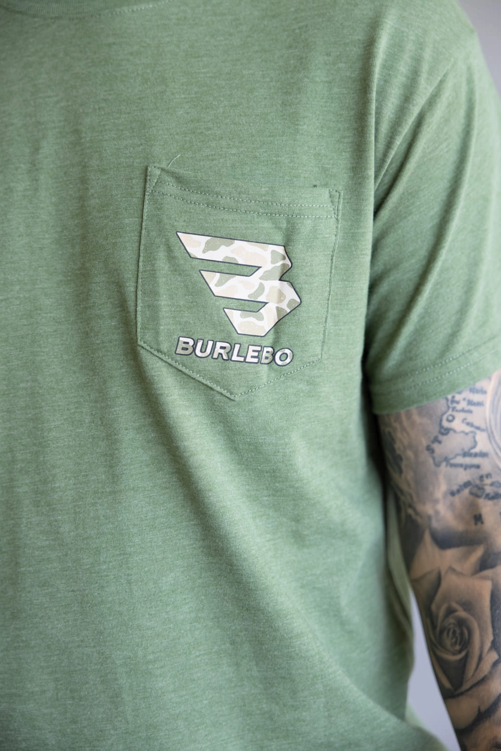 Burlebo Camo Dog T-Shirt for Men in Heather Olive | SST-MCD-HO-MALLARDCAMODOG-HEATHEROLIVE Daily Style Quick Comfort Wear