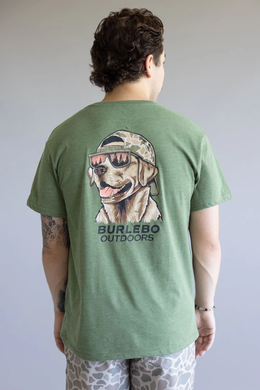 Burlebo Camo Dog T-Shirt for Men in Heather Olive | SST-MCD-HO-MALLARDCAMODOG-HEATHEROLIVE Sleek And Stylish