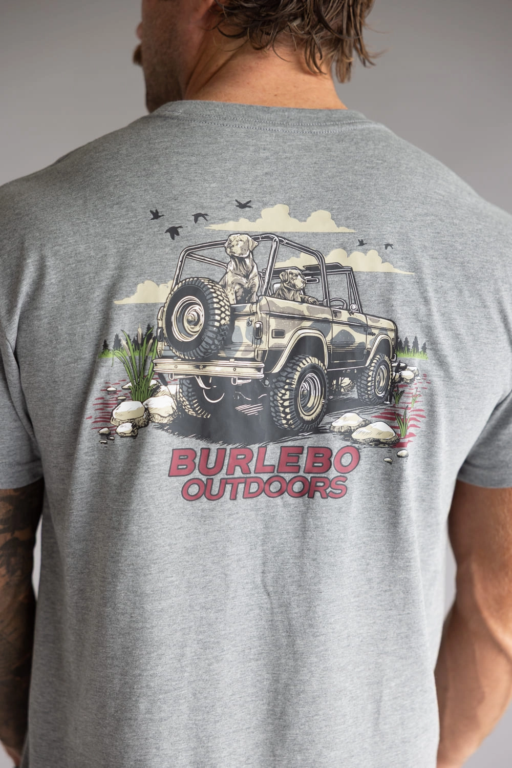 yoga clothing Burlebo Off Road Bronco T-Shirt for Men in Dark Heather Grey | SST-ORB-DHG-OFFROADBRONCO-DARKHEATHERG