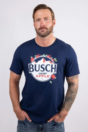 Ruffled edges Casual Everyday Busch Light Apple Logo T-Shirt for Men in Navy | 15646-802