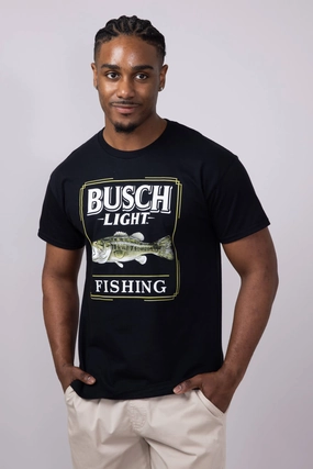 Busch Light Bass T-Shirt for Men in Black | 16682-628B Perfect for Workouts Casual Design Fit